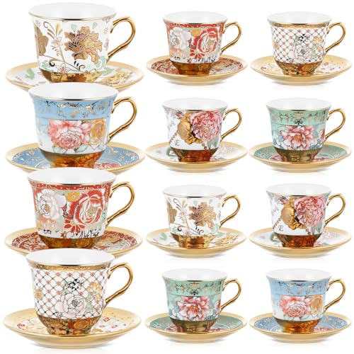Teenyyou Set of 12 Tea Cups and Saucers Tea Party