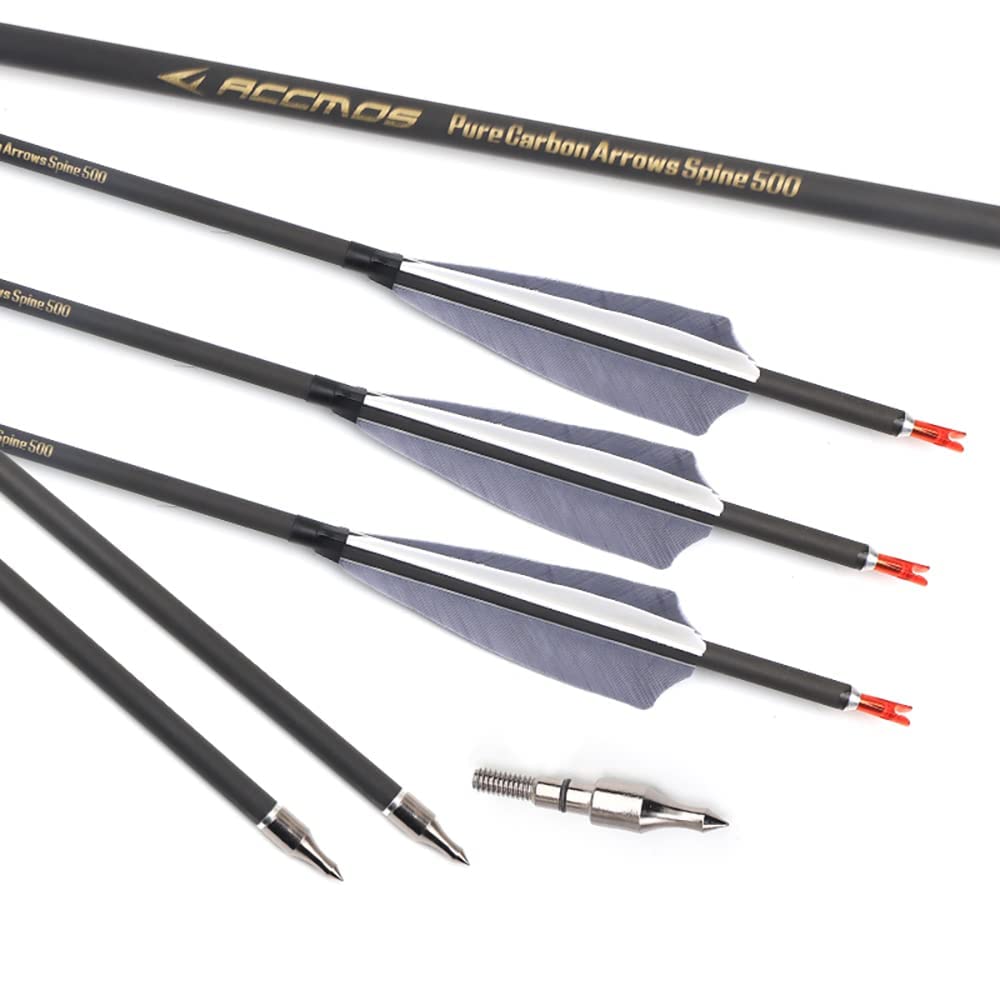 Course Arrow 350 Spine Carbon Arrows - 24 Inch Target Practice Arrows For Compound ...
