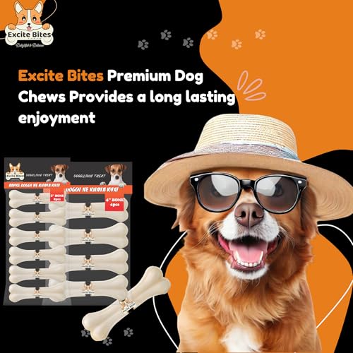 Image of Excite Bites Combo Offer - Pet Rawhide Bones (Dog Chews) (3 inch-6Pcs)(4 inch-4Pcs), 385 g (Pack of 2)