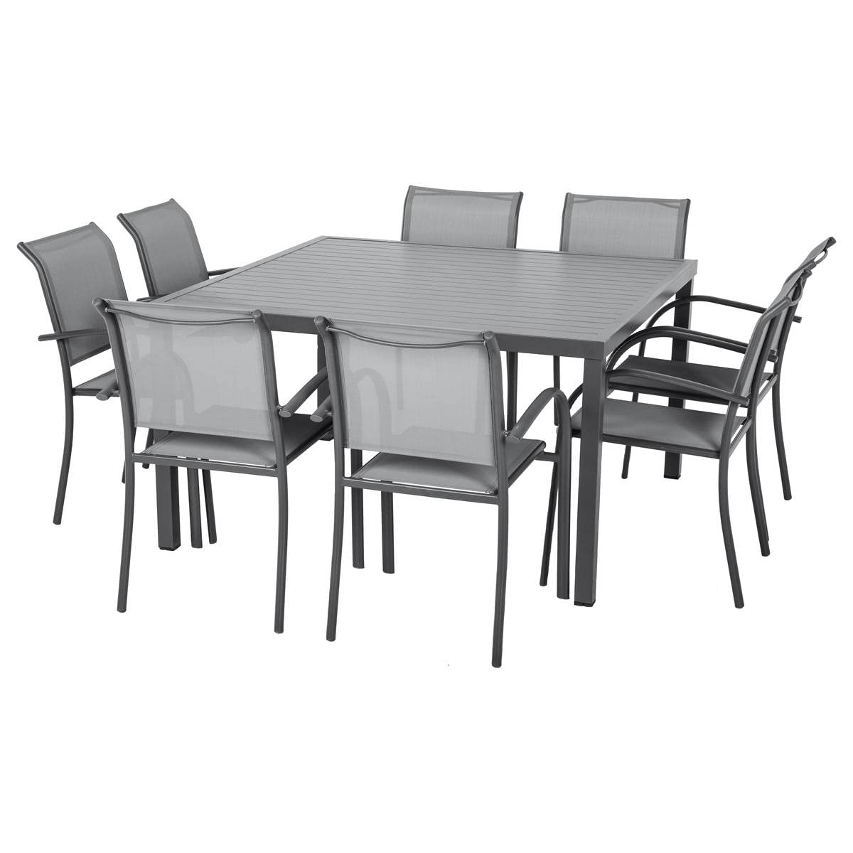Table de Jardin Hespéride carrée Piazza 8 Places Graphite - Hespéride