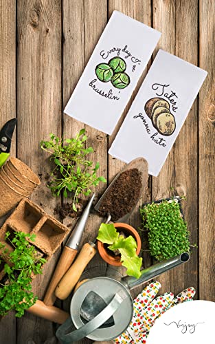 Microfiber Dish Towels Funny Veggie Puns Funny Kitchen Towel Set Of 4 - Best Housewarming Gifts For New Home, Tea Towels For Kitchen Funny, Mom Kitchen Gifts, Veggie Themed Dish Towels With Sayings #TOP7