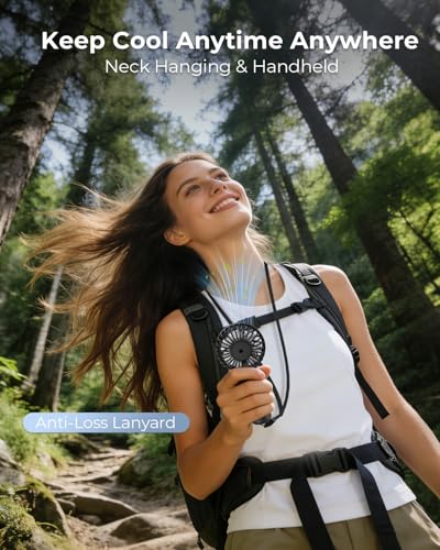Image of ARCTICOOL Portable Mini Fan - Rechargeable Hand Fan with 3 Adjustable Speeds, 2000mAh Battery, Lightweight Design, Low Noise, and Easy Portability for Indoor and Outdoor Use (Deep Black)
