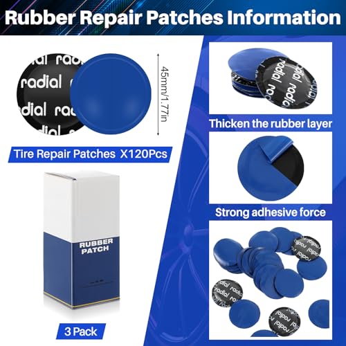 Image of Tallew 120 Pcs Heavy Duty Tire Patches Radial Patch Round Fast Repair Cold Tyre Puncture Repair Kit for Car Truck Motorcycle Automobile Bike Inner Tire (45 mm)