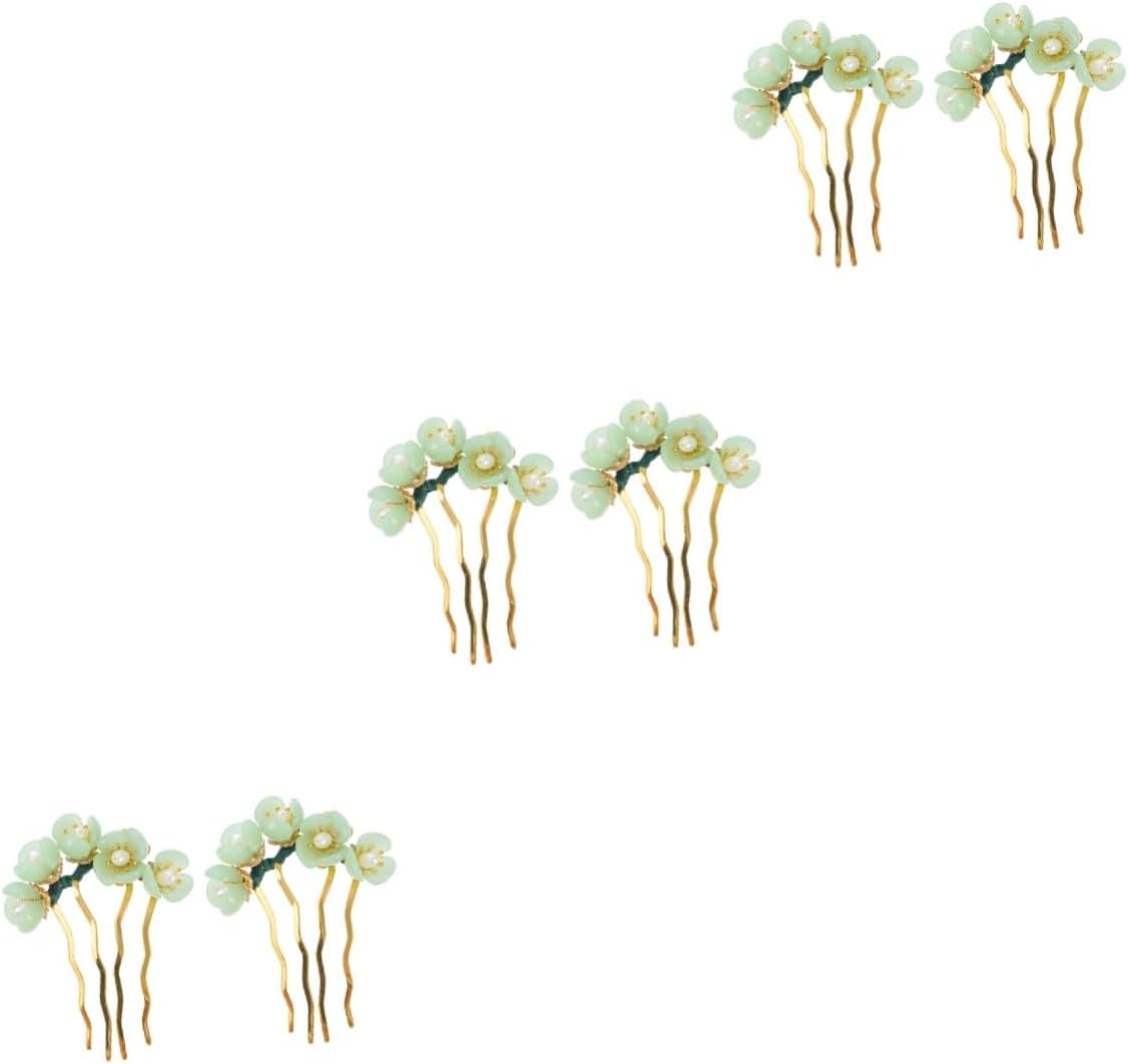 FRCOLOR 6 Pcs Hairpin Japanese Hair Pin Chinese Chopsticks Japandi Decor Flower Chignon Pin Bun Hair Pieces for Women Jade Hair Piece Decorative Hairpin Hair Accessories Retro Hairpins