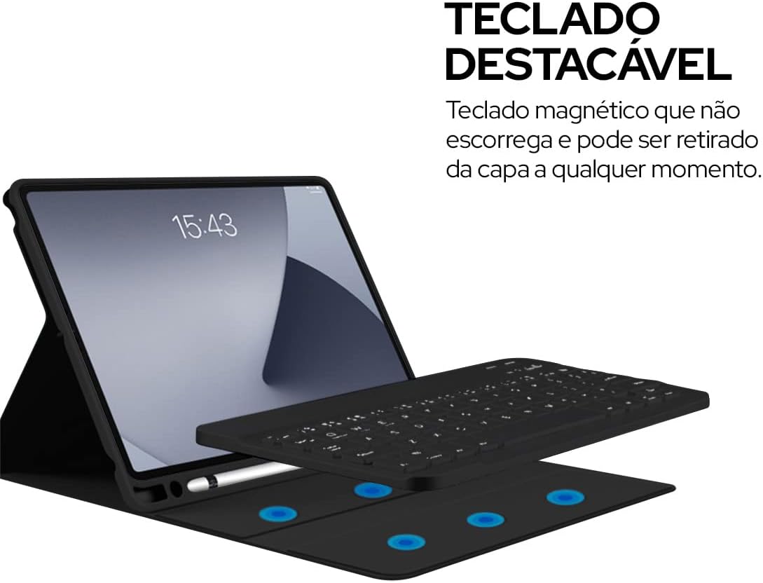 WB Capa iPad 10.9" (10 gen) c/Teclado e Auto Hibernação Preta