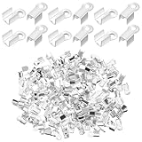 LIQWEI 200 Pcs Fold Over Cord Ends, Cord Crimp Tips Fold-Over End Caps Leather Ribbon Clasp Tips Jewelry...