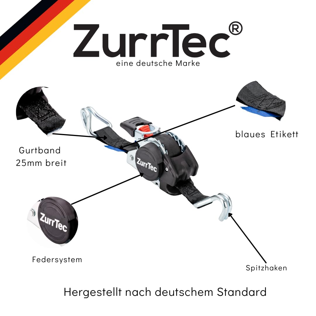Automatik Spanngurt 3 m 25 mm – LC 300/600 daN – Zurrgurt mit Ratsche – 4er Set