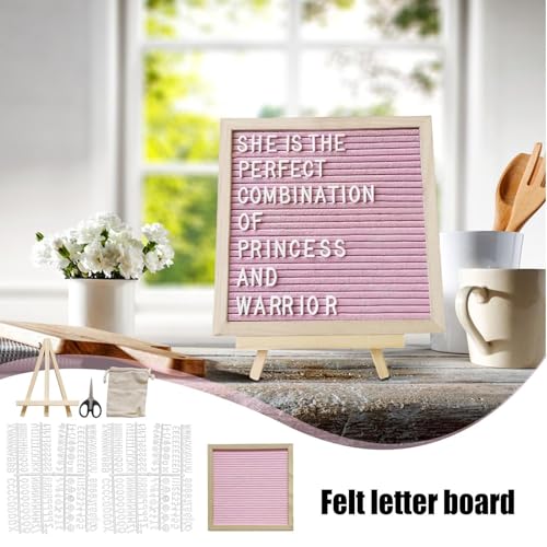 Tableau à lettres interchangeable en feutre rustique avec support bois - 3