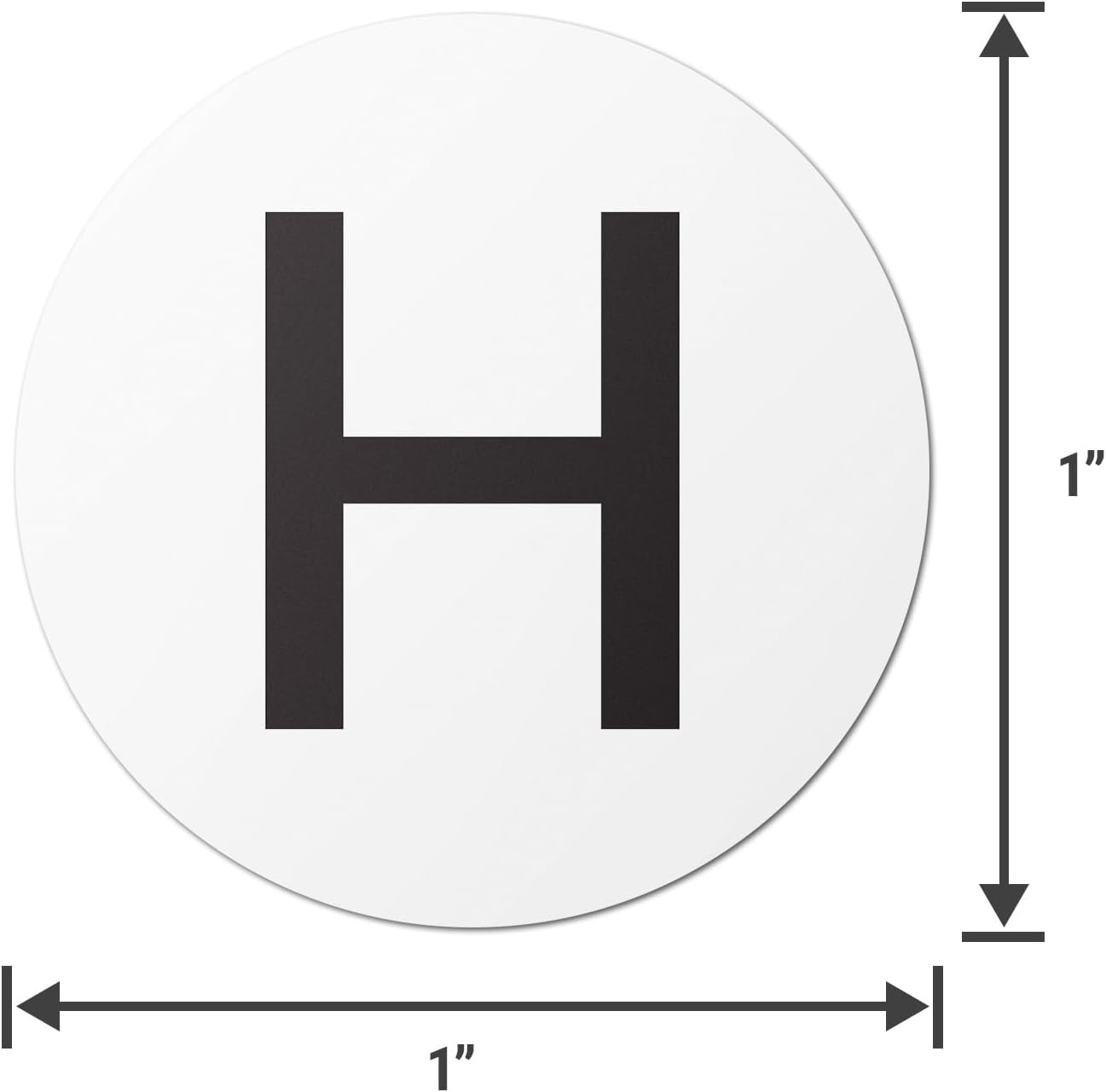 1 inch, Round Alphabet Letter H Inventory Stickers - Circle Dot Labels are Ideal for Counting, QC, Address Labels, Inventory Control (900 Labels, Black & White)