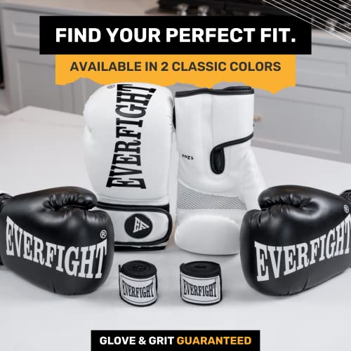 Everfight Boxing Gloves Set For Men And Women-Heavy Bag Muay Thai Kickboxing  Mma Boxing Gloves Fitness Boxing Gloves Sparring-Black Or White-10 Oz 12 Oz 14 Oz 16 Oz Adult Boxing Gloves #TOP5