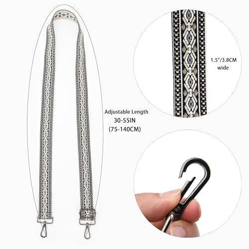 Image of LEMEDE Purse Strap Adjustable Replacement Crossbody Bag Straps Retro Jacquard Embroidery Shoulder Straps for Shoulder Bag