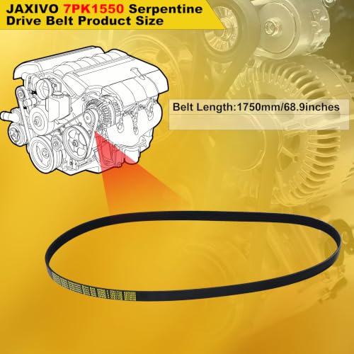 Image of 7PK1750 Serpentine Belt V-Ribbed Drive Belt Compatible with 2007-2009 Honda CR-V L4 2.4L,2004-2008 Acura TSX L4 2.4L-Gas Only 68.9 inch Length Replace K070690,117205X00A,1070690