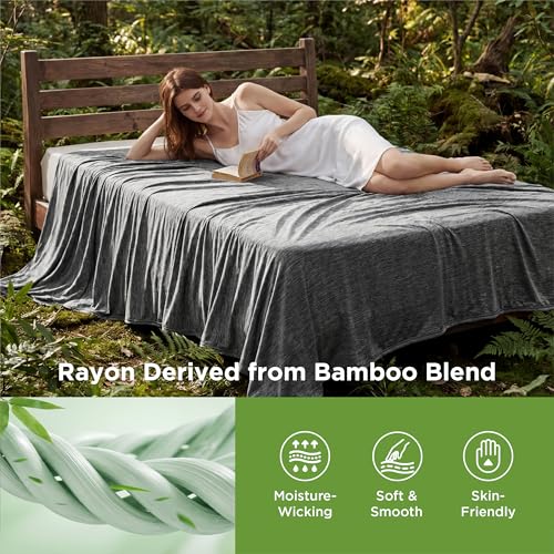 Image of Bedsure Bed Cooling Blanket Full Size - Cold Blanket for Hot Sleepers | Summer Sheet with Rayon Derived from Bamboo, Cool Layer Under Comforter, Lightweight Thin Bedding