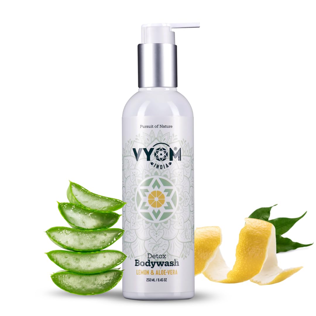 Vyom India Detox Body Wash for Men & Women (250 ml) - Aloe Vera & Lime Shower Gel - Hydrating, Sulphate & Paraben Free, Natural Herbal Body Wash | Refreshing cleanser & Hydration