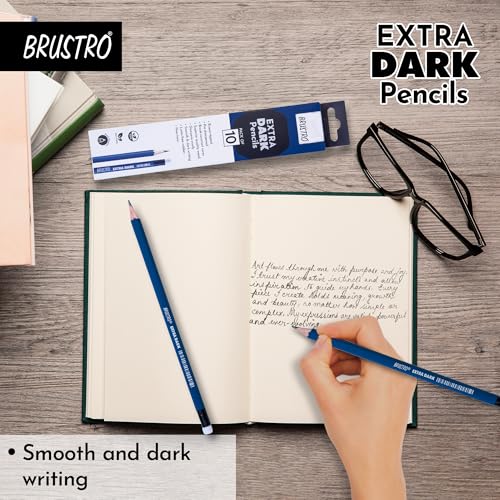 Image of BRUSTRO Extra Dark Pencils |Black, Pack of 2 (Total 20 Pencils)| Ideal for Drawing, Sketching, Mandala, Shading, Portrait for Artists, Fine Art Students.
