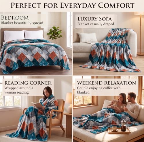 Image of VAS COLLECTIONS 280 GSM Flannel Blanket for Double Bed, Ultra Soft Plush Fleece Blanket, Warm & Cozy Heavy Winter Blanket, Breathable AC Blanket, for Home & Hotel, 220 x 230 cm - Deep Teal