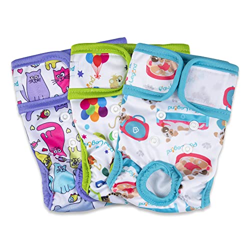 Paw Legend Washable Reusable Female Dog Diapers - No Leak Doggie Diapers For Heat Cycle (3 Pack,Adorable,X-Small) #TOP1
