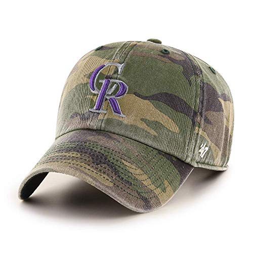 47 MLB Camo Clean Up Adjustable Hat, Adult One Size Fits All (Colorado Rockies Camo)