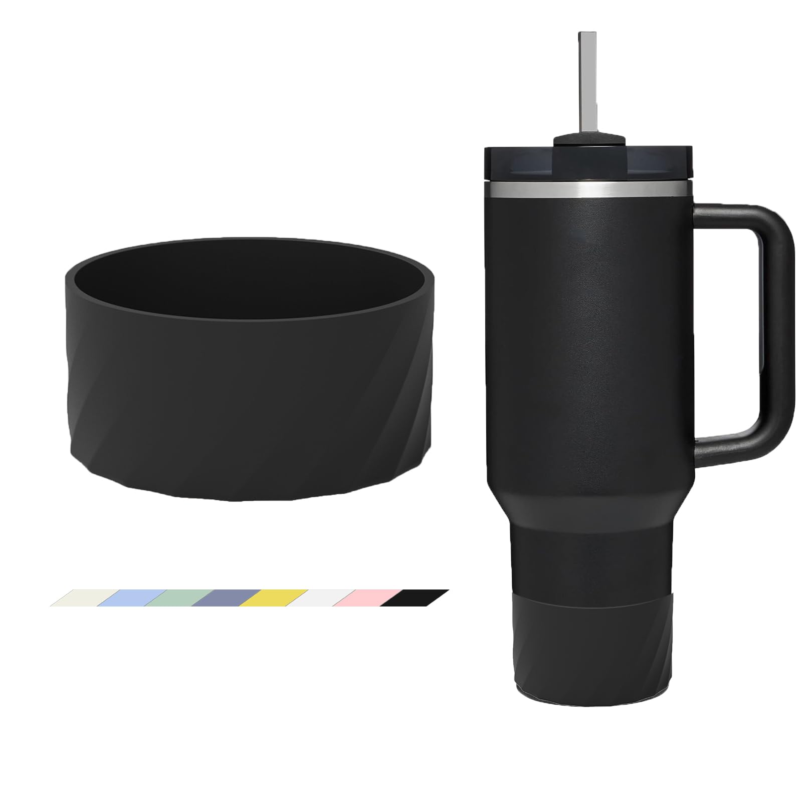 MORIBOX Silicone Water Bottle Boot Protective Silicone Boot for 12oz - 40oz Hydroflask&Stanley Cup Accessories, BPA Free Anti-Slip Tumbler Bottom Sleeve Cover Black