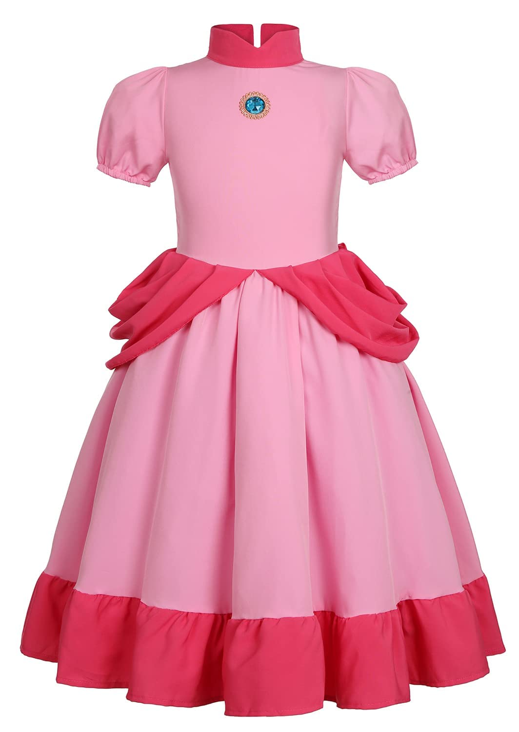 Coseaon Peach Principessa Cosplay Costume Bambina Peach Vestito Ragazza Abito Rosa Peach Costumi con Accessori Principessa Principessa Dress Bambini per Halloween Carnevale