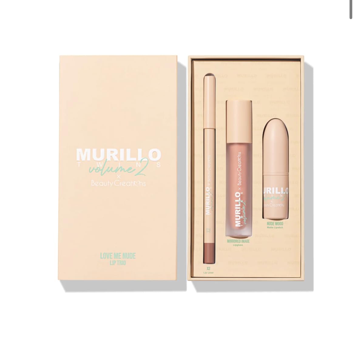 beauty creation murillo twins love me nude lip trio, 0.04 Ounce (Pack of 1), baige