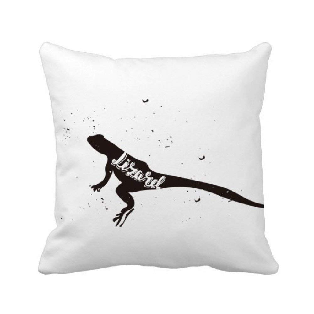Housse de coussin lézard noir et blanc en coton pour décoration salon square