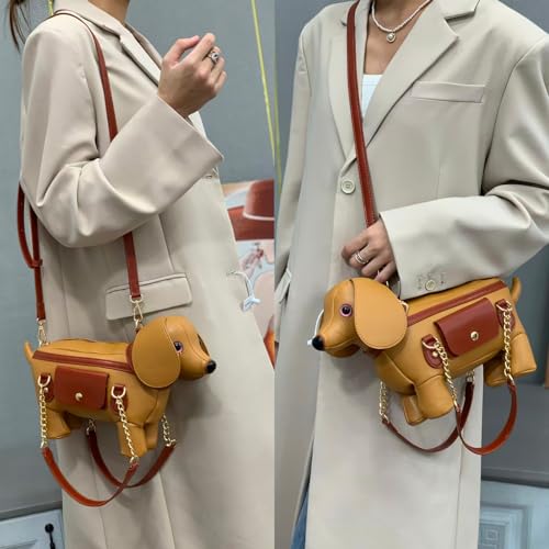 Image of Women PU Leather Unique Novelty Dog Shaped Crossbody Shoulder Bag Handbag Purse