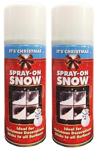SuperGift.com 2x 200ml Artificial Christmas Snow Spray, Fake White Snow Effect Aerosol for Xmas Trees, Windows, Crafts, Decorations and Holiday Displays