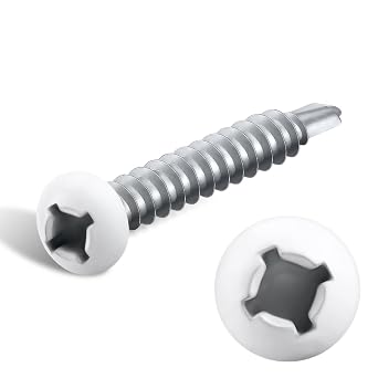 120 Pcs Pan White Head Screw # 8x1 Quad Drive Self Tap Drilling Screws Fit for Cargo RV