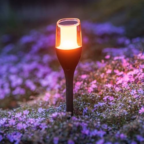 Lumiled Solar Gartenfackel Solarleuchte 64,5 cm mit Erdspieß LED Solarlampe flackernder Flamme IP65 Garten Solarleuchte Flammeneffekte Fackel Gartenlampe Flamme 1200mAh 1800K Flammenlicht
