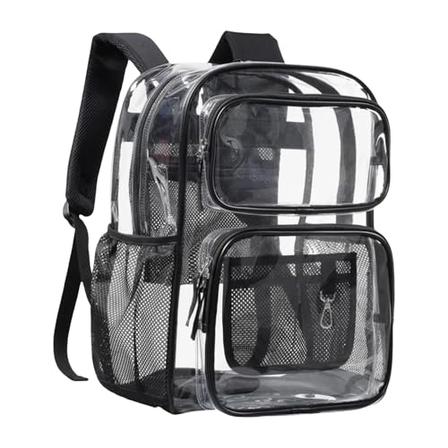 Zaino trasparente per la scuola 17, grande borsa per libri trasparente, zaini in PVC trasparente (per 12 anni) zaini donna escursionismo, Nero , taglia unica
