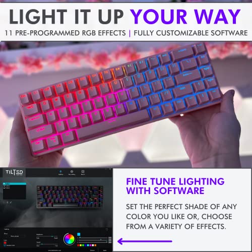 Tilted Nation 65% Percent Keyboard Pink - Compact Hot Swappable Mechanical Keyboard - Dual Wired Or 2.4G Wireless Rgb Gaming Keyboard - Rechargeable, 68 Key, Customizable Rgb, Brown Switches #TOP2