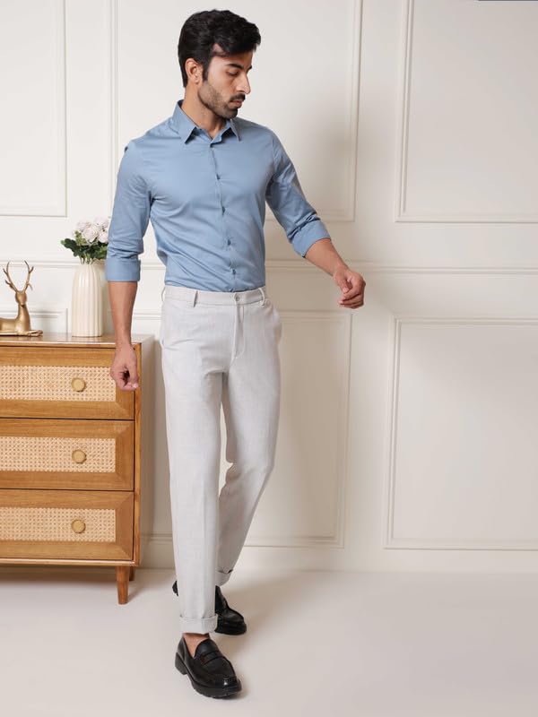 Image of SUBTRACT Slim-Fit Stretchable Lycra Formal Pants for Men with Flexible Waistband | Stylish Men's Wear Trousers for Office or Party |Dress Trouser Pant