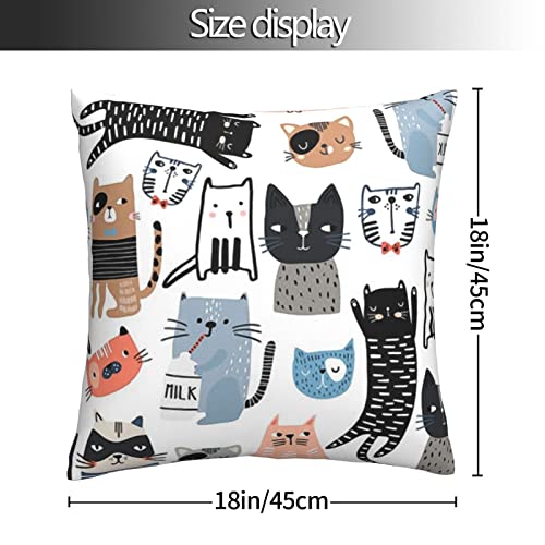 Funny Cats And Milk Bottle Square Zippered Cushion Throw Case Pillow Case Cover 18X18 Inch #TOP1