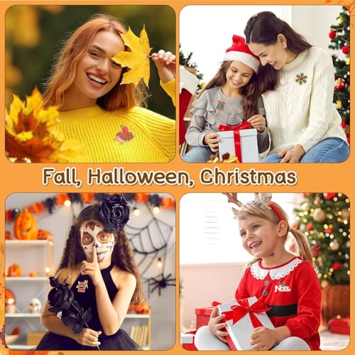 Image of SANNIX 60Pcs Holiday Pins, Fall Halloween Christmas Enamel Pins | Thanksgiving Brooches for Party Favors, Assorted Xmas Lapel Badges, For Clothes Backpacks Hats, Gifts Holiday Accessories
