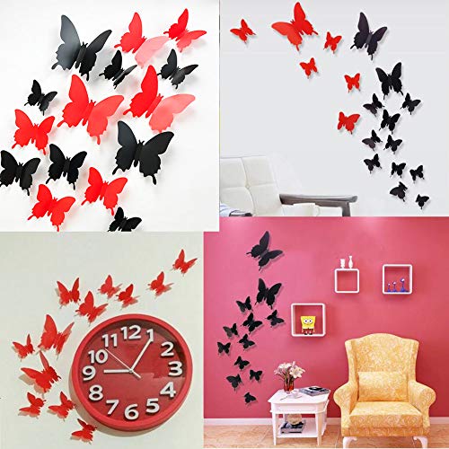 Stickers de mariposa 3D rojo 24 piezas decorativas miniatura 6