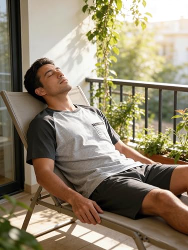 Image of Mens Pajamas Set Modal Soft Pajama Short Set Short Sleeve Pjs Sleepwear 2 Piece Lounge Set With Pockets S-3XL