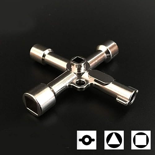 Miniatura 3 de Llave de gabinete eléctrica, llave de 4 vías 4 en 1, llave cruzada de triángulocuadradopanel para grifo, medidor de gas, válvula, espigas, apertura
