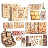 Ngbbby 1 Juego de útiles Escolares de Capibara, Juego de papelería con Estuche para lápices, bolígrafos de Gel, Cinta correctora, Kit de Regla, Pegatinas, Cuadernos, k