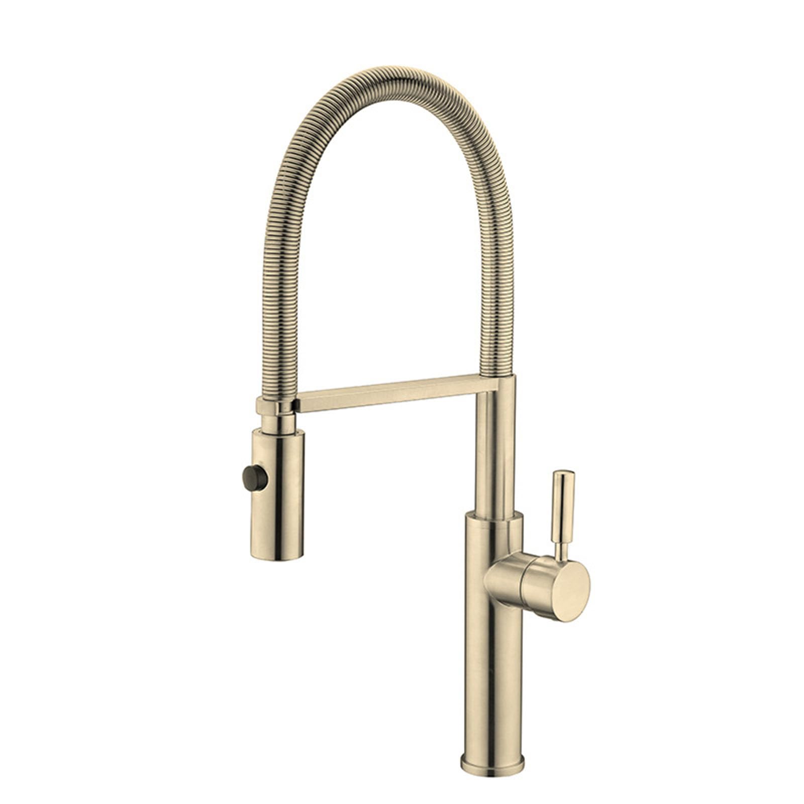 Miscelatore Lavello Cucina con Doccetta Estraibile Rubinetto Monocomando Molla Girevole 360°,Oro Spazzolato