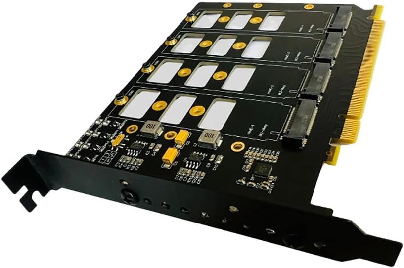PCI-E 4.0 4x4 to M.2 4-Bays Expansion Card for M.2 NVMe Solid State Drive 2242 2260 2280 SSD PCIe X16 4.0 Gen 4 Adapter Card