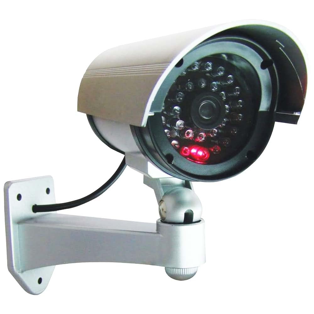Telecamere di Sorveglianza Fittizie con LED Rosso Lampeggiante per Esterno 2 Pezzi