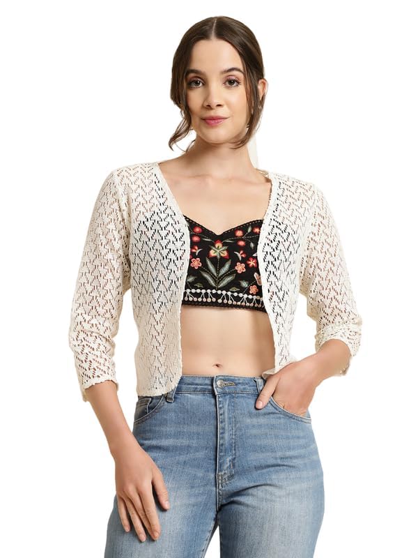 unaone Women Cotton Graphical Lace Cover Up Shrug Cardigan UNBZZ-SG-1017-TriRG-picture-48