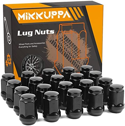 MIKKUPPA 1/2-20 Lug Nuts - Replacement for 1987-2018 Jeep Wrangler JK, 2002-2012 Jeep Liberty, 1993-2010 Jeep Grand Cherokee Aftermarket Wheel - 20pcs Black Closed End Solid Lug Nuts