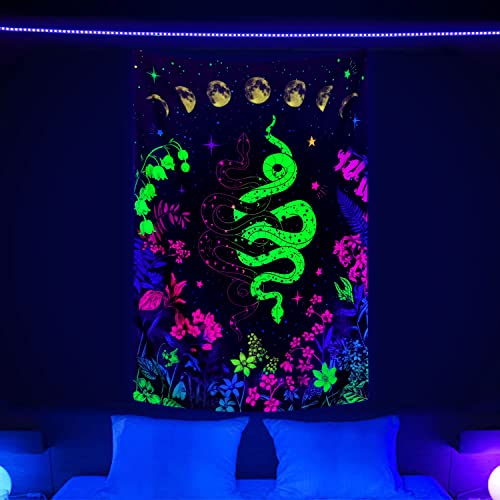 Tapisserie serpent sorcière réactive aux UV affiche decoration ado garçon