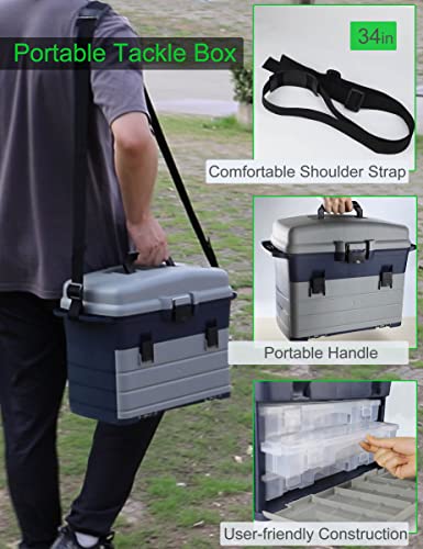 Tnqhuq Tackle Box Fishing Tackle Box Organizer Large Fish Tackle Storage Box Craft Tool Box 3 Drawers Tacklebox With Portable Handle #TOP3