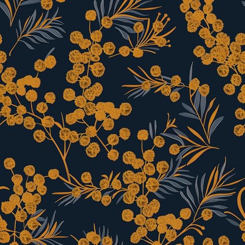 Laatse Dark Gold Floral Leaf Vintage Wallpaper Peel and Stick 17.5" × 393"