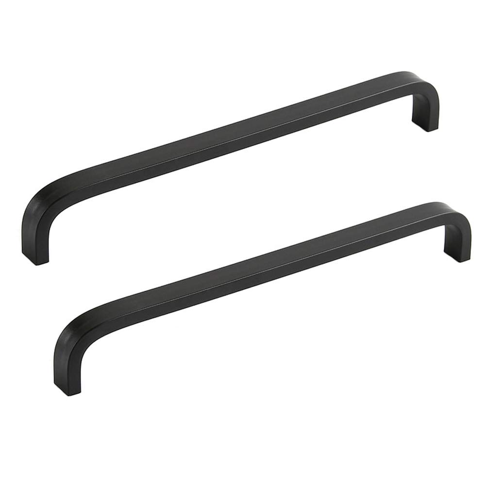 BOZONLI 2 pcs Aluminum Alloy Kitchen Cupboard Handles Cabinet Handles Drawer Handles Bathroom Handles Black (Hole Spacing 192mm)