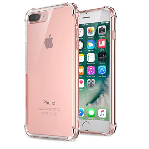 UCMDA iPhone 7 hoesje, transparant schokbestendig hoesje, bumper transparant siliconen kristal TPU luchtkussenhoes voor iPhone 7 (4,7 inch), Bumper Hoes, iPhone 7 Plus, Transparant