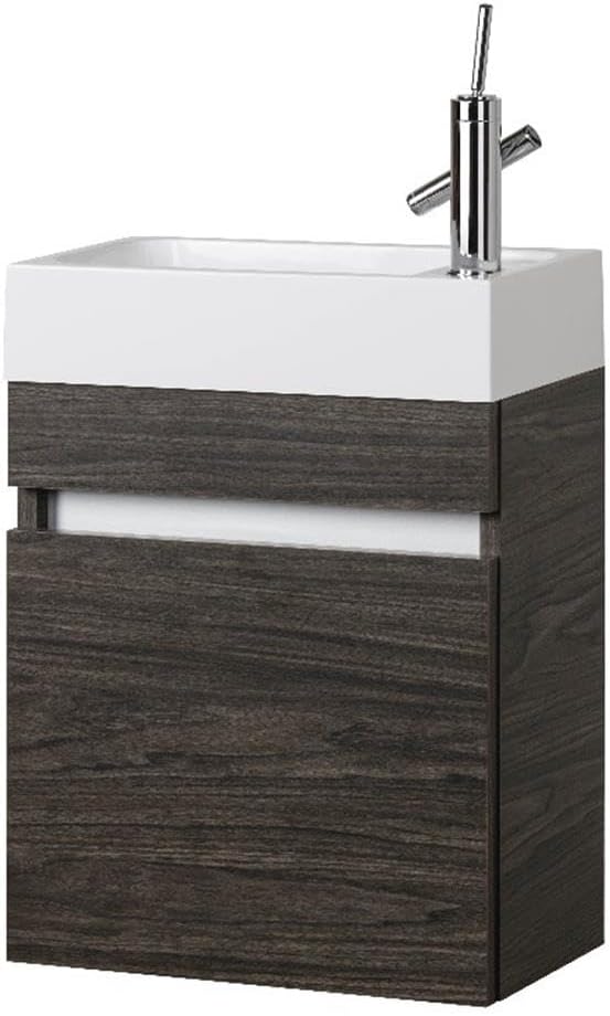 Cutler Kitchen and Bath Piccolo 18 inch Wall Mounted Bathroom Vanity with Sink, Cultured Marble Top - Bathroom Sink Vanity with Soft Close Door, Tete a Tete